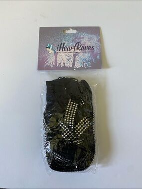 NEW I heart Raves Black Rhinestone Plus Size Leg Wraps